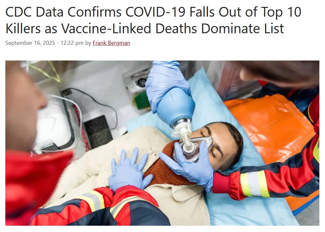 NEWS: CDC Data Confirms COVID-19 Falls Out of Top 10 Killers as Vaccine-Linked Deaths Dominate List