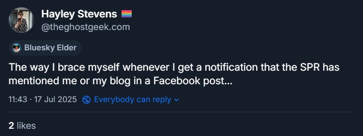 screenshot of a BlueSky post by the author about bracing when receiving notifications