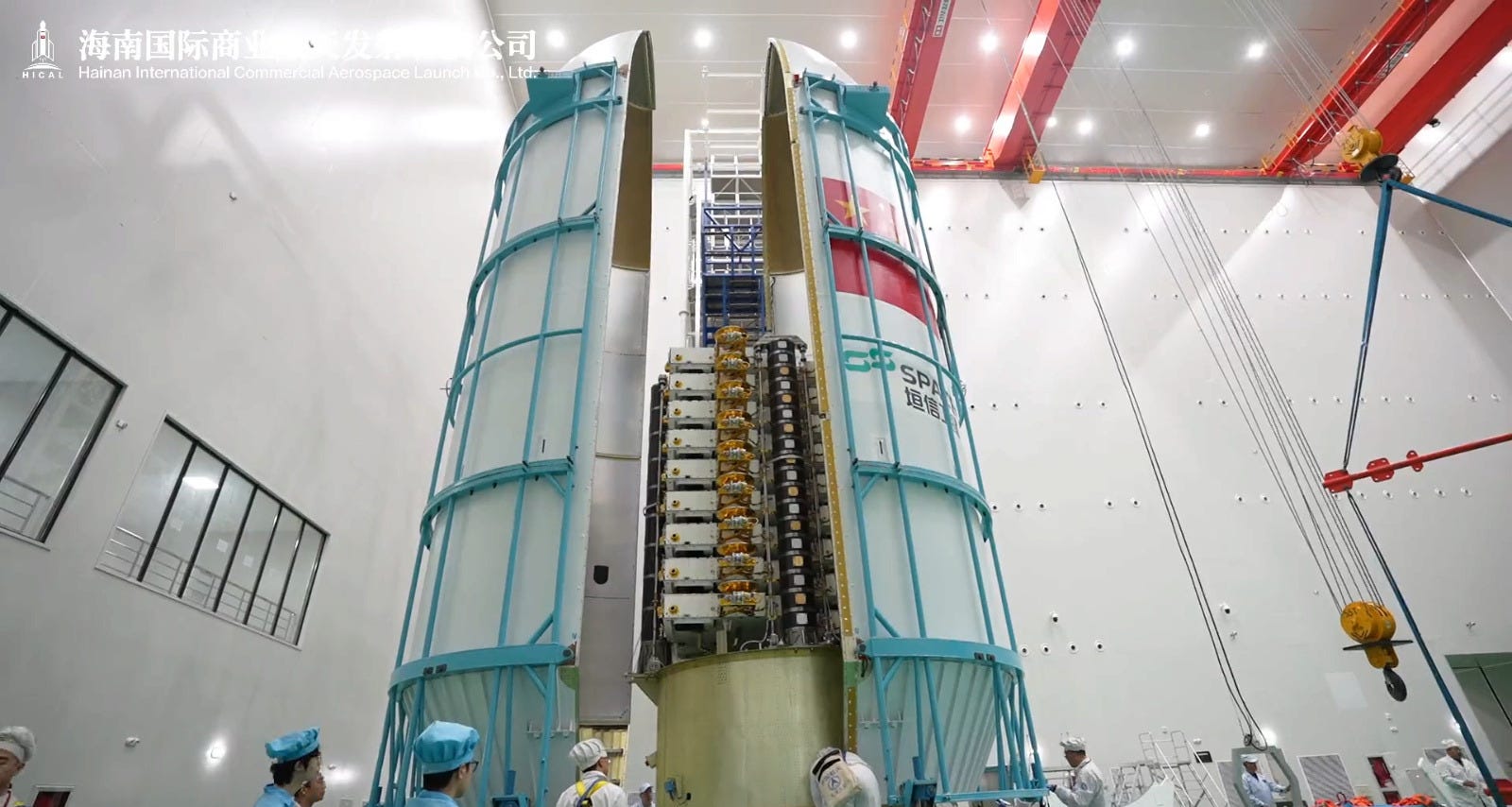 A batch of eighteen Qianfan satellites being prepared for launch at the Wenchang Commercial Space Launch Site via a Long March 8. A batch of eighteen Qianfan satellites being prepared for launch at the Wenchang Commercial Space Launch Site via a Long March 8.