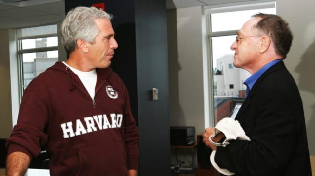 Jeffrey Epstein — dressed in institutional prestige. Alan Dershowitz — armed with institutional authority. One accumulated access. The other provided defense. Jeffrey Epstein — dressed in institutional prestige. Alan Dershowitz — armed with institutional authority. One accumulated access. The other provided defense.