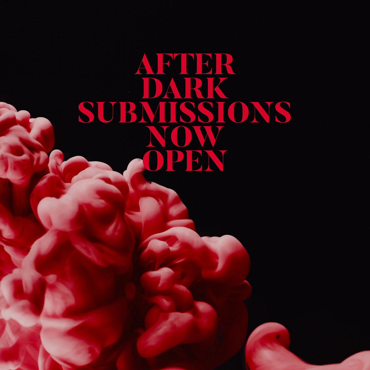 Dark pink smoke floating across a black background "After Dark Open"