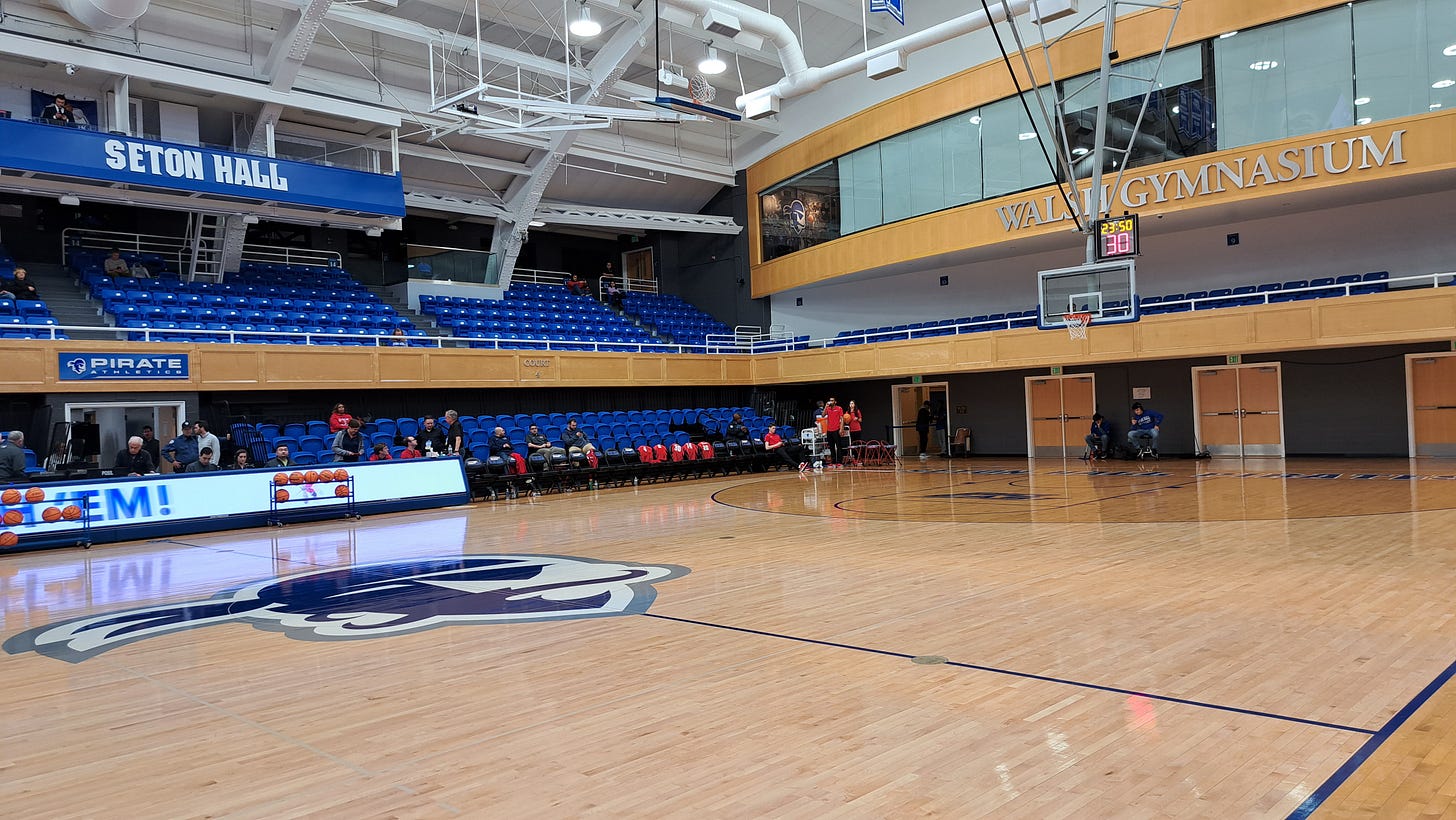 A pregame view of Seton Hall University’s Walsh Gymnasium on Jan. 4, 2023. (Photo by Adam Zielonka)