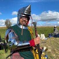 Jed Cawthorne, dressed as the Red Knight.