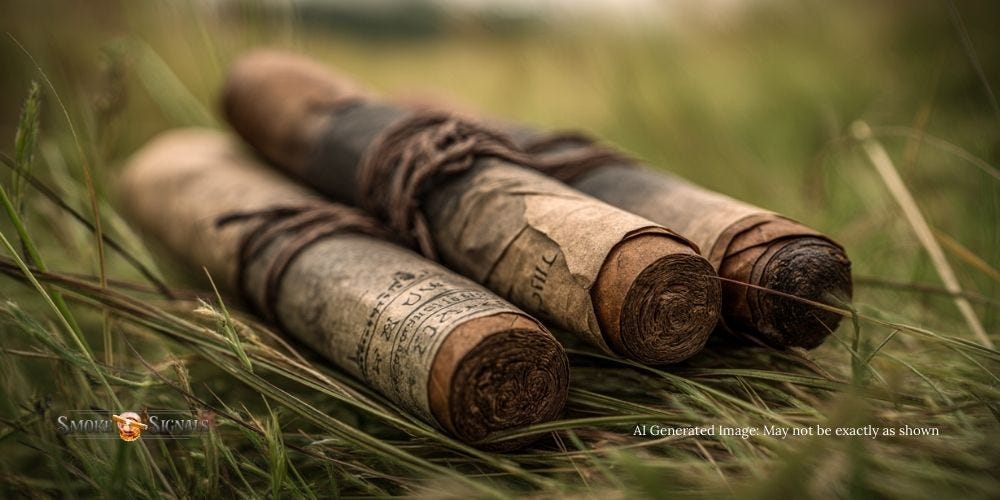 Three Civil War cigars wrapped in paper discovered in a Maryland field.