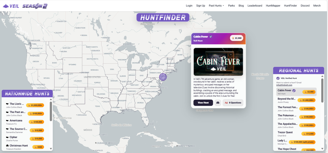 Any Treasure Hunts Near Me? HuntFinder by Veil Hunts Answers that Question!