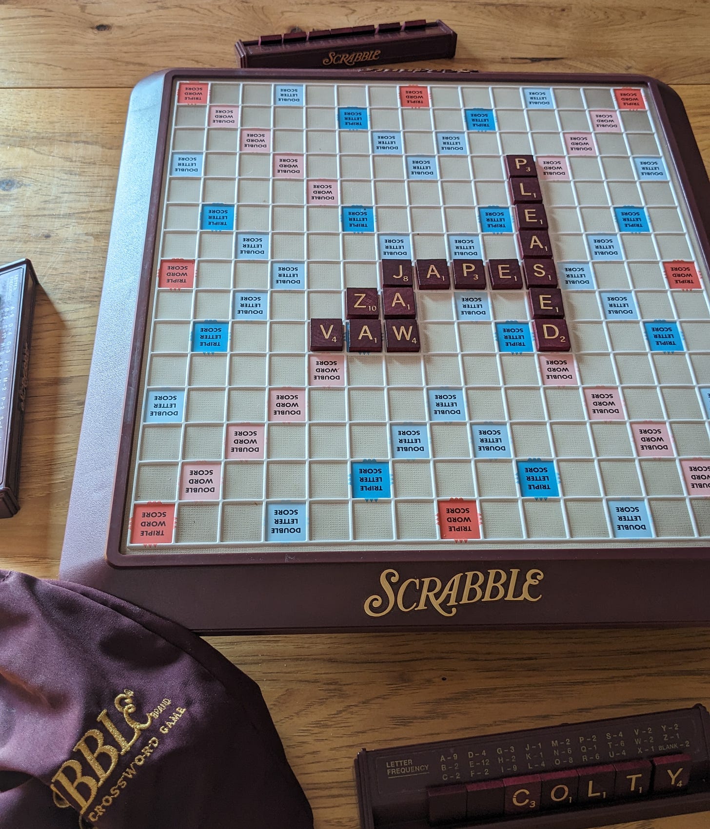Game board setup for Scrabble