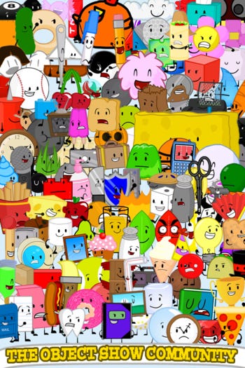 Poster crammed with characters from object shows