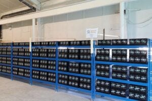 rack of servers generating crypto currency