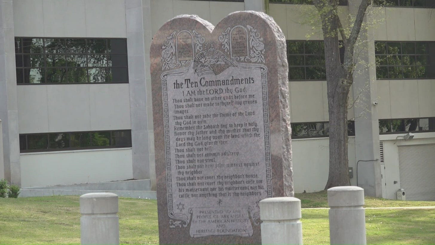 Arkansas State Capitol's Ten Commandments monument declared unconstitutional