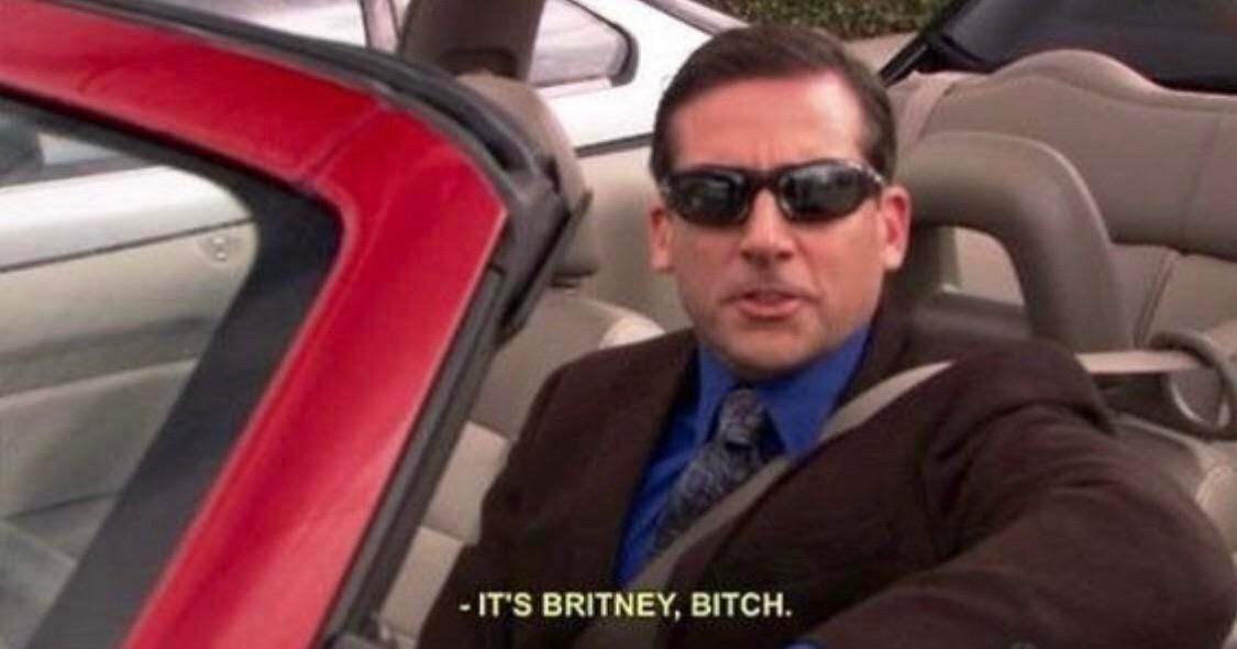 It's Britney Bitch - Michael Scott said while listening to Lady Gaga. So  many rewatches and this was the first time I caught it. What has surprised  you after rewatches? : DunderMifflin