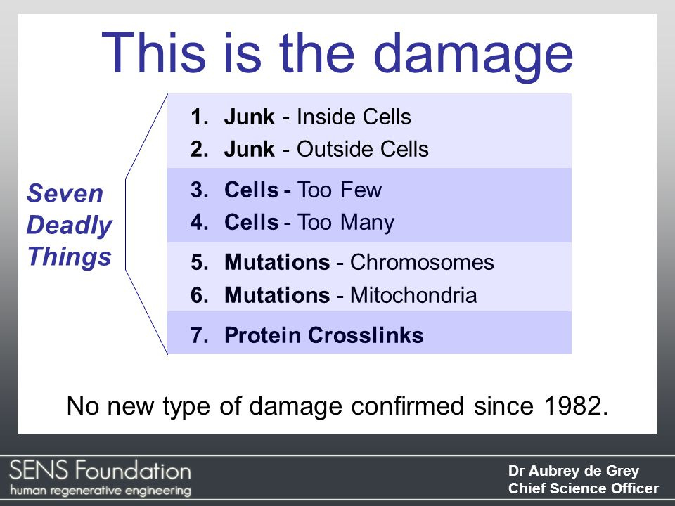 The "Seven Deadly Sins" of Aging. Can they be cured? The "Seven Deadly Sins" of Aging. Can they be cured?
