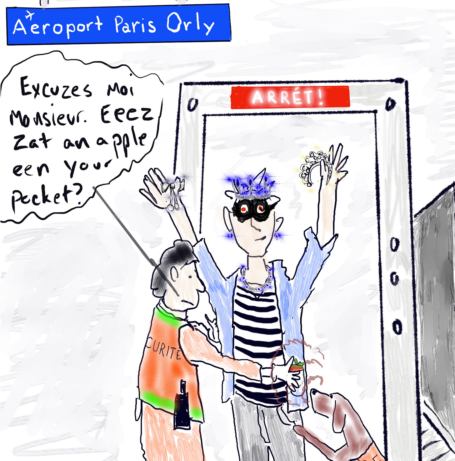 Jewel thief goes through security screening in Paris