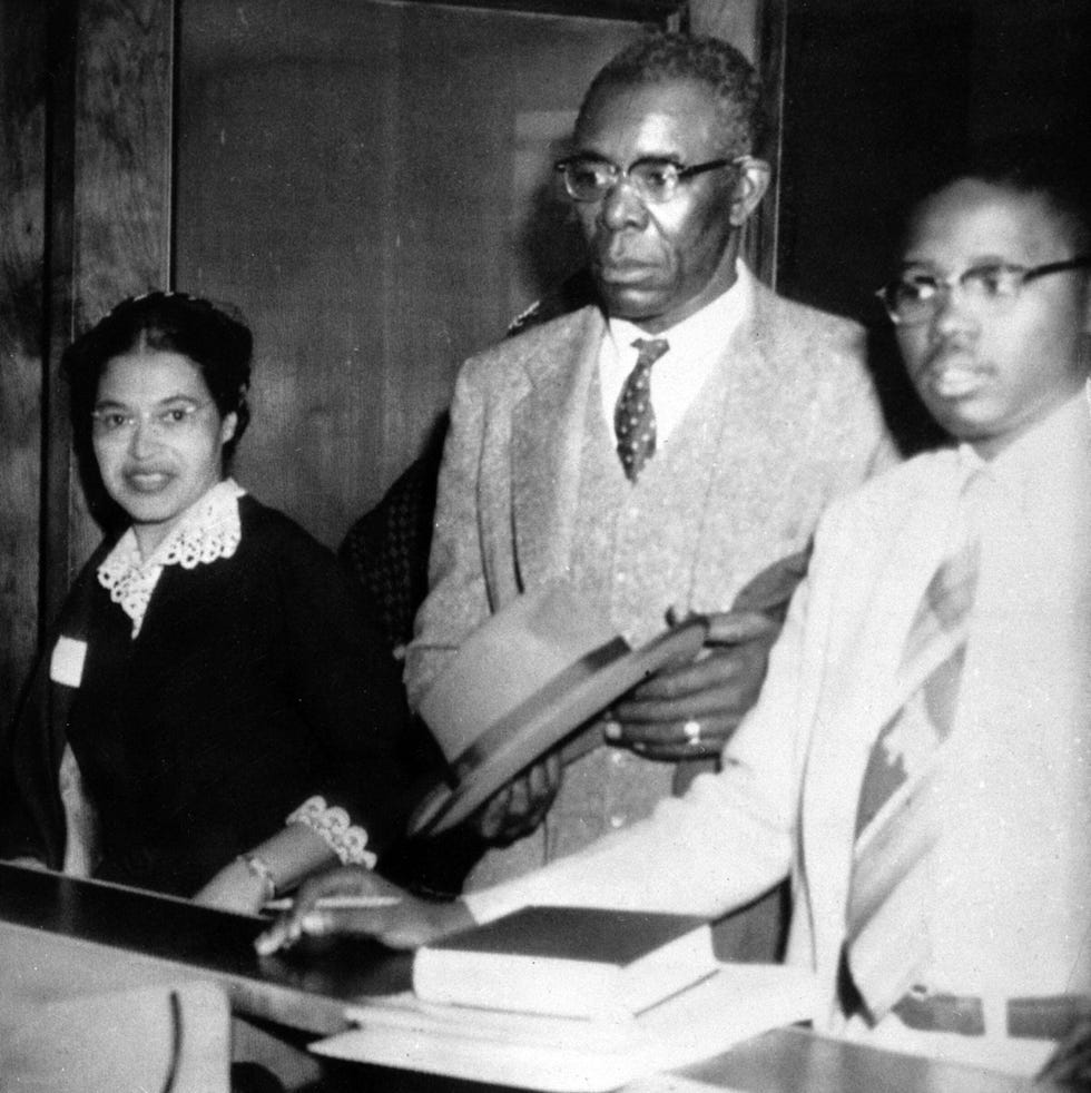 rosa parks, left, who was fined $10 and court costs for violating montgomery's segregation ordinance for city buses, makes bond for appeal to circuit court, dec 5, 1955 signing the bond were ed nixon, center, former state president of the naacp, and attorney fred gray gray hinted that the ordinance requiring segregation will be attacked as unconstitutional ap photo
