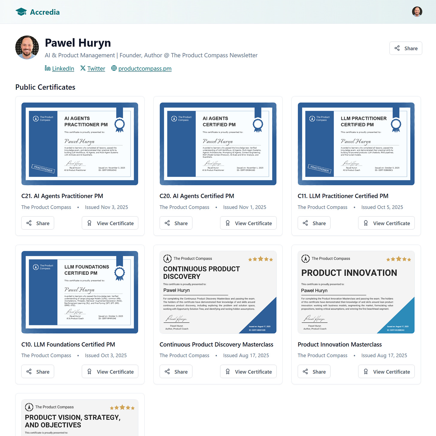 Accredia Digital Certificates, Digital Credentials