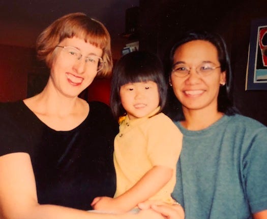 The author with her wife and child in 1998.
