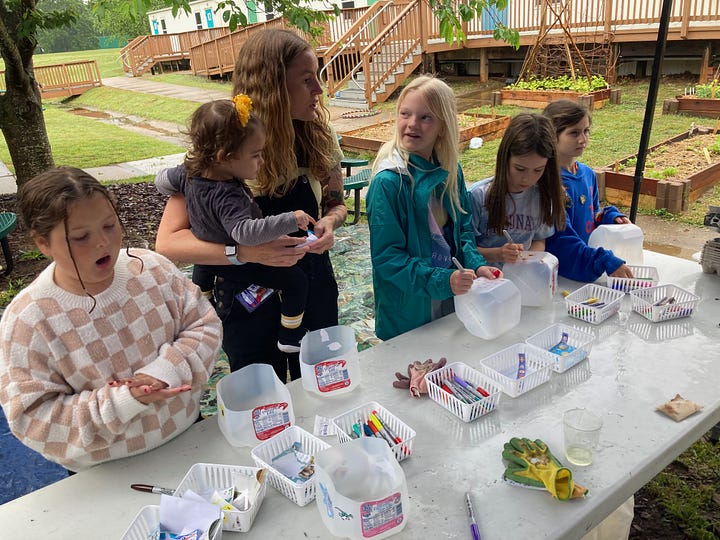 Marian Lamphere speaks at Hugh Mercer's Garden Celebration on Saturday, May 18. The garden was planted and tended by students and volunteers this school year.