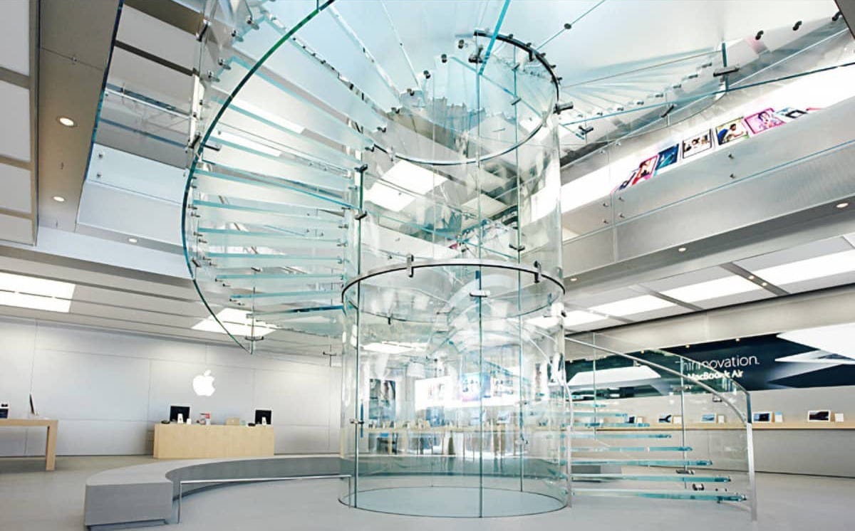 The staircase at Apple Boylston Street.
