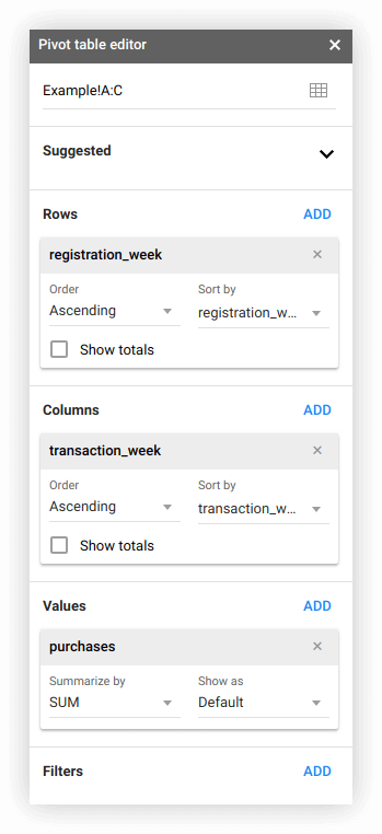 Settings panel