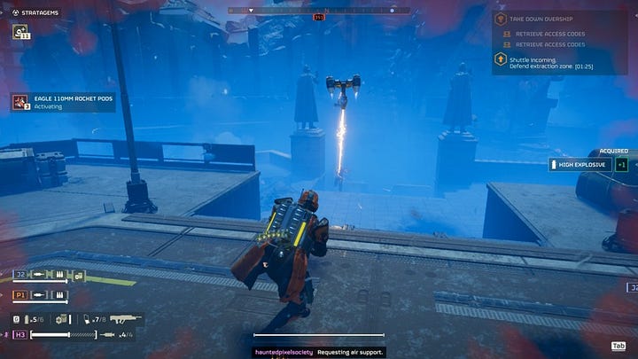 Helldiver firing at Illuminate in Helldivers 2