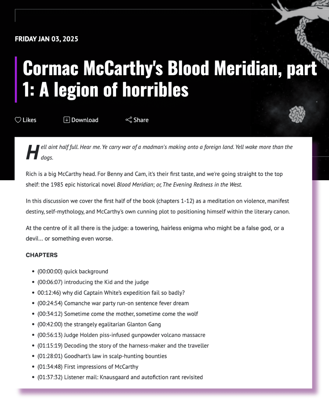 blood meridian book club podcast discussion: a legion of horribles