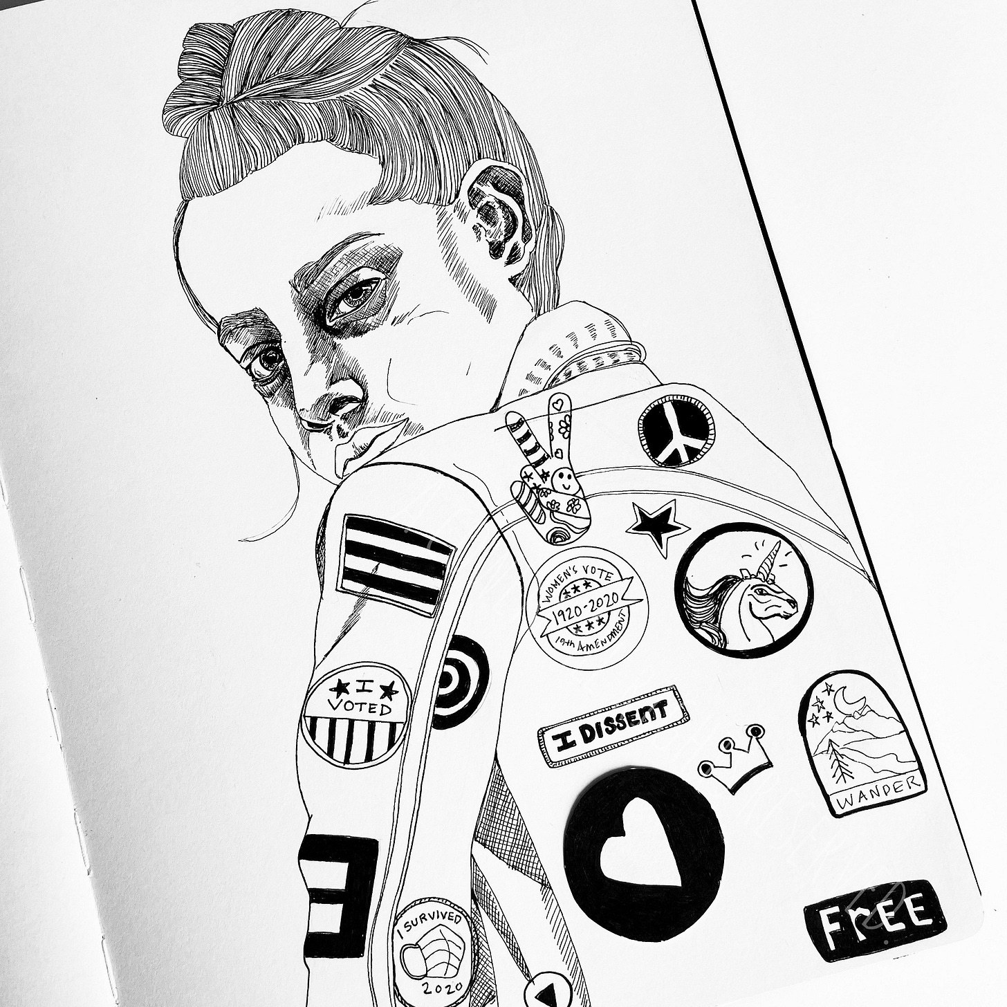 A drawing from Inktoportraits, 2021. A Cowen.