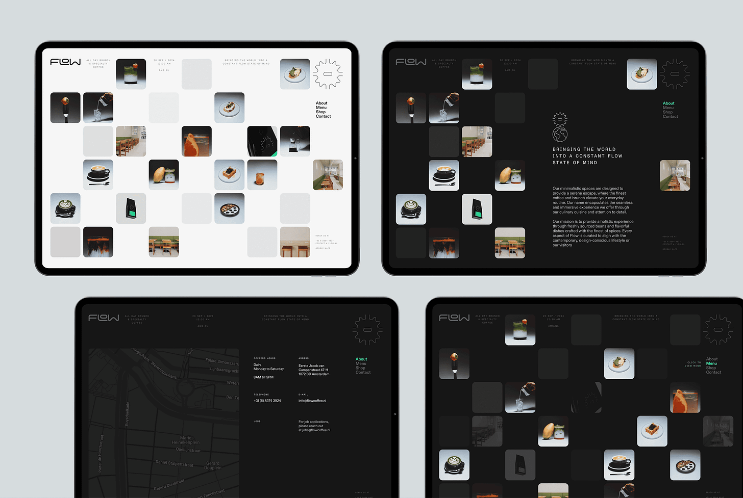 FLOW Coffee Website Snapshots