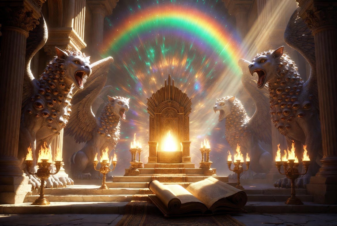 Revelation 4 Throne Room: Seven Spirits, Crystal Sea & Cherubim