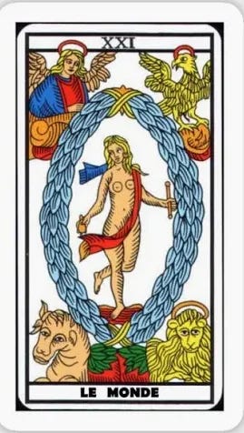 Tarot Marseille The World Card Medieval Art Sticker