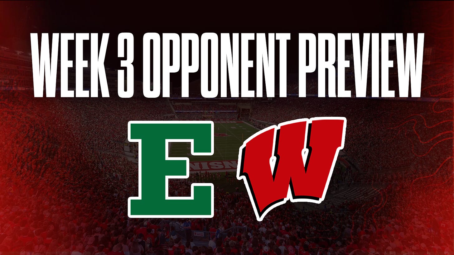 Week 3 opponent preview: Wisconsin Badgers vs. Eastern Michigan Eagles college football matchup. Week 3 opponent preview: Wisconsin Badgers vs. Eastern Michigan Eagles college football matchup.