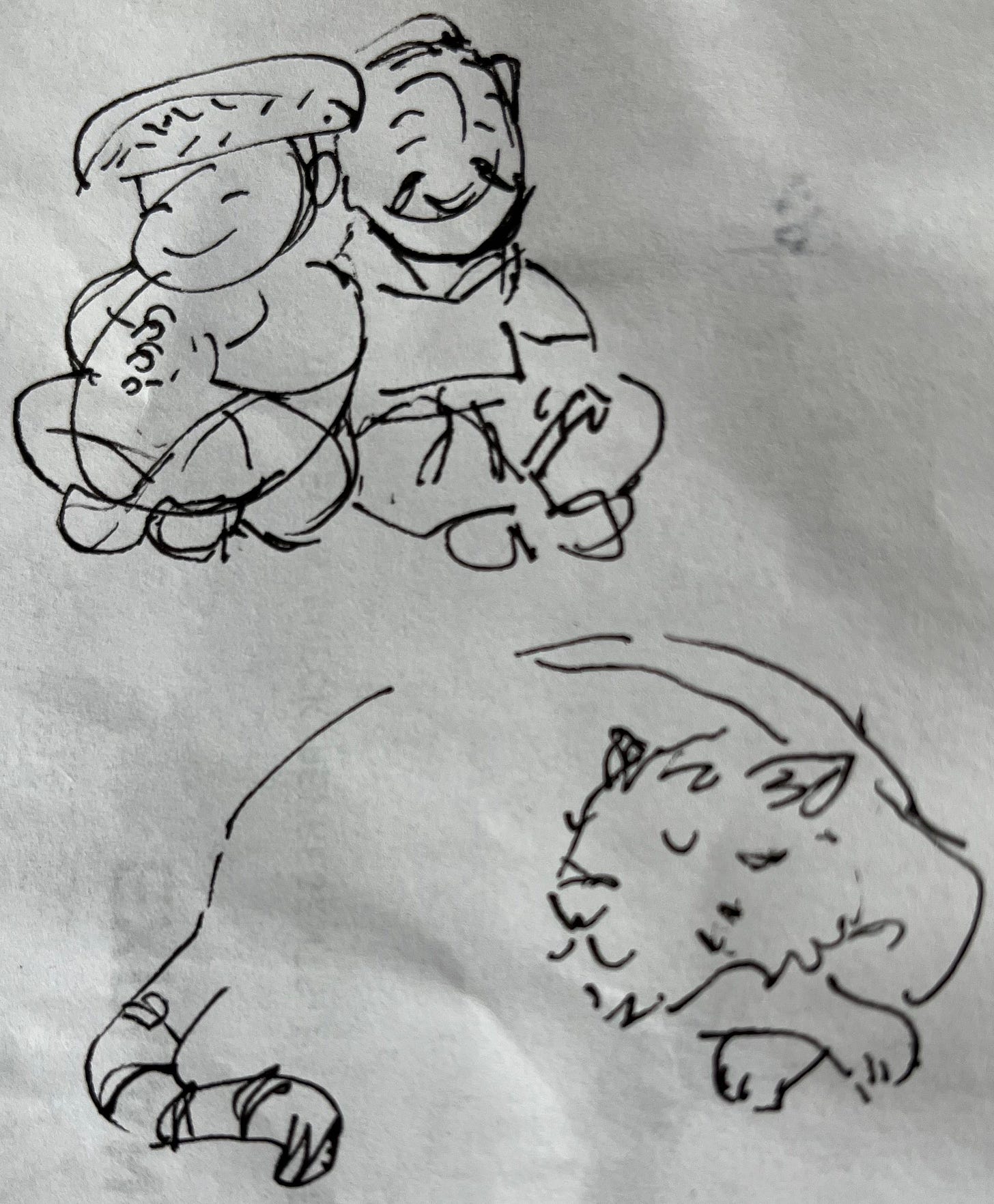 A rough sketch of the tiger and his two human brothers.