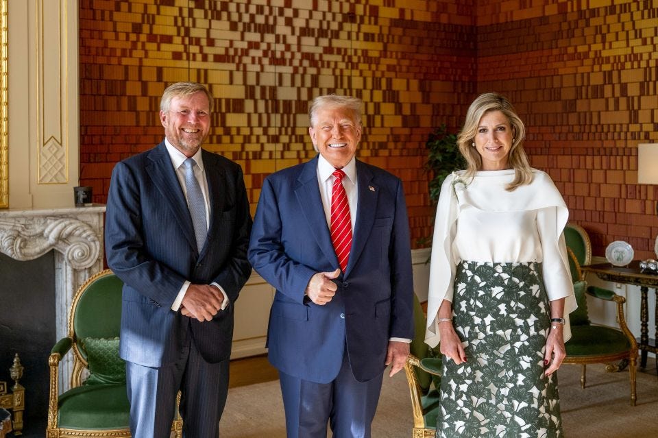 Point de Vue Out Mandatory Credit: Photo by Shutterstock (15373014k) US President Donald Trump with King Willem-Alexander and Queen Maxima during a photo moment in Palace Huis ten Bosch. Trump spent the night during the NATO summit at the royal couple in Paleis Huis ten Bosch palace. King receives Trump on audience. The Hague, the Netherlands. 25 Jun 2025
