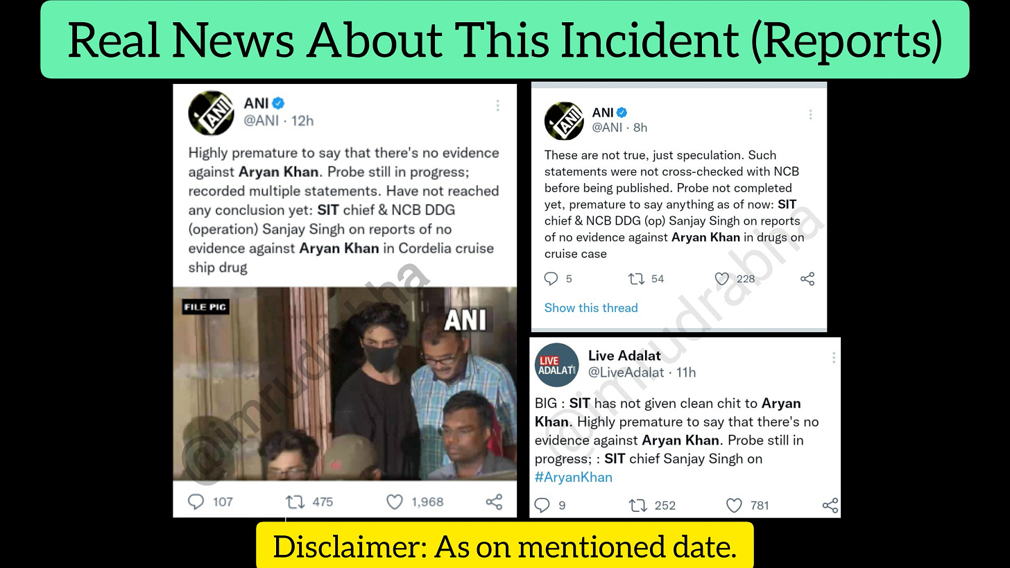 Real news about the Aryan Khan drug case