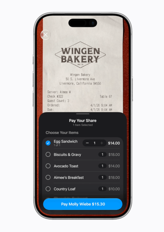 Siri mode in Camera includes new actions for users, including the ability to split a bill with friends using Apple Cash. Siri mode in Camera includes new actions for users, including the ability to split a bill with friends using Apple Cash.