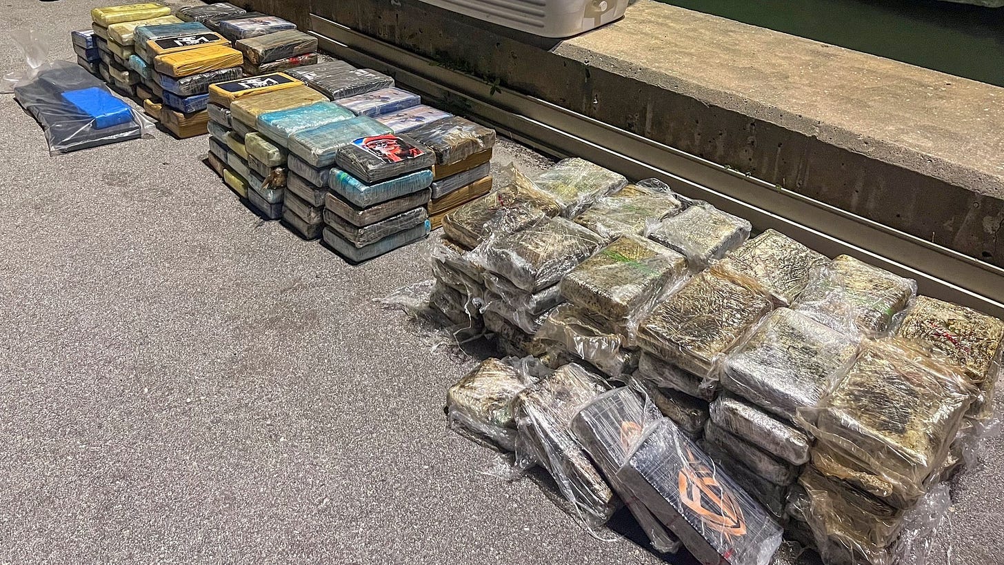 168 kilograms of cocaine were found aboard the three smuggling boats. 168 kilograms of cocaine were found aboard the three smuggling boats.