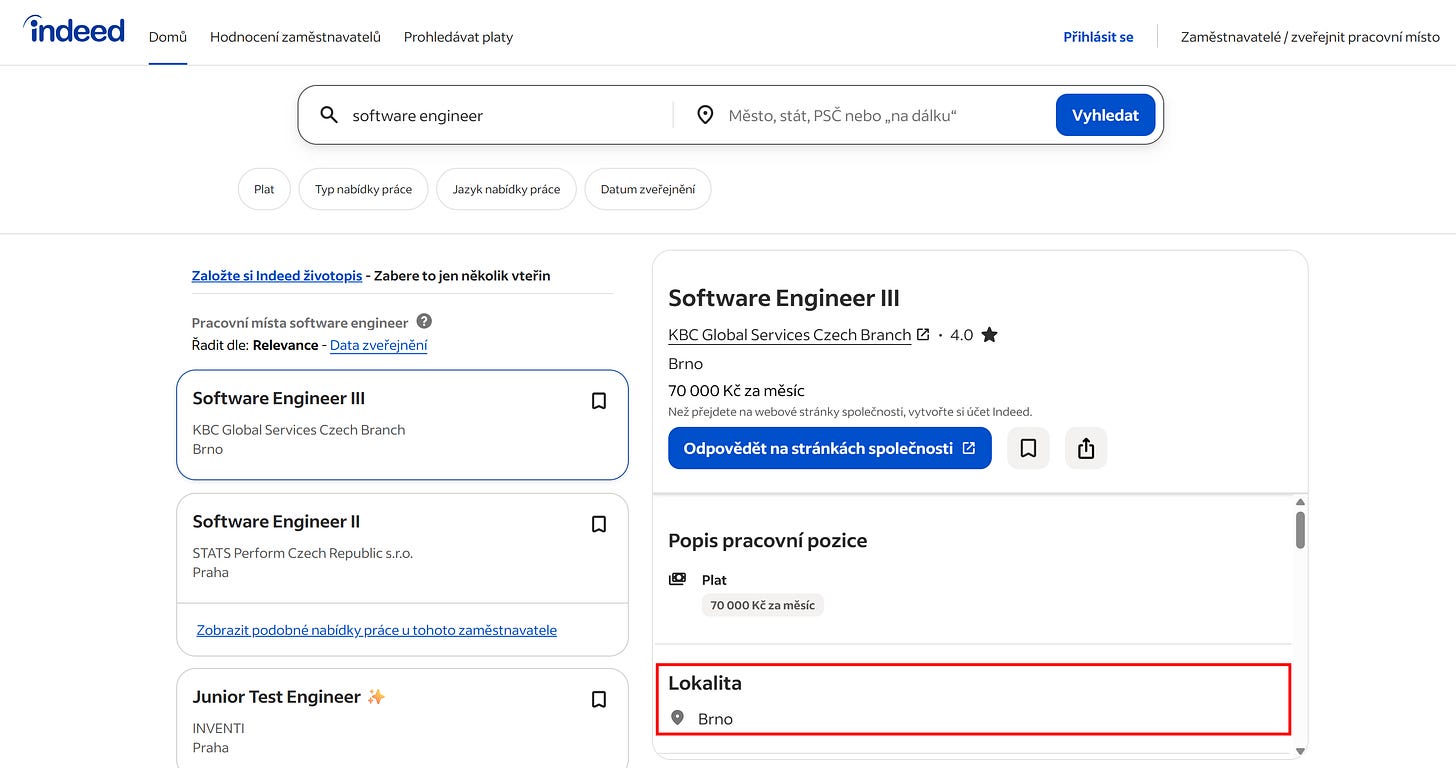 The Czech version of Indeed