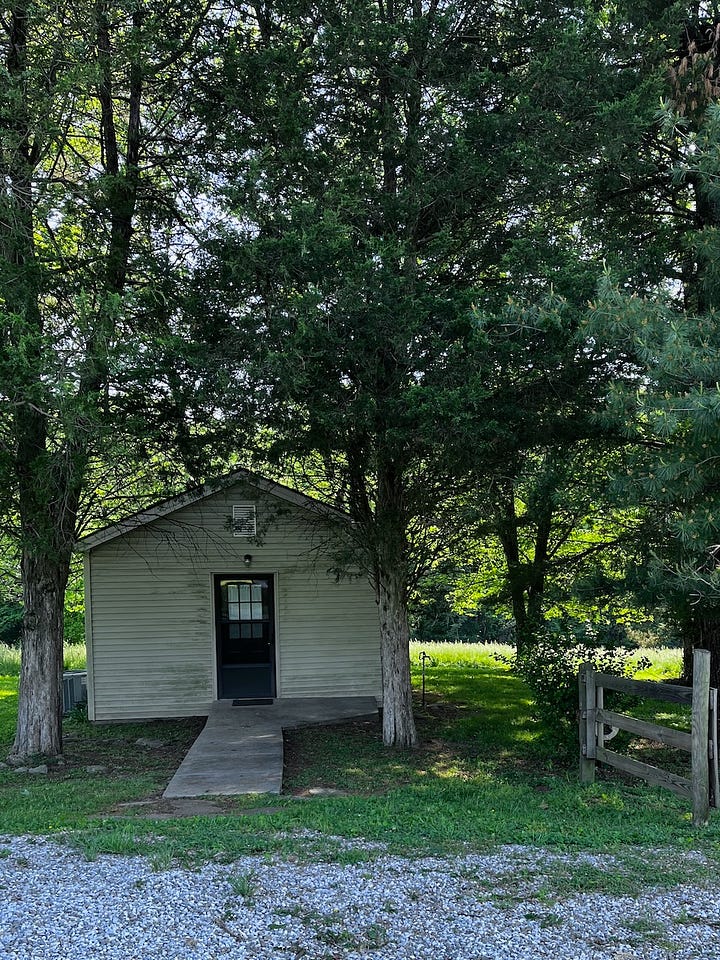 a small one-room house in the woods