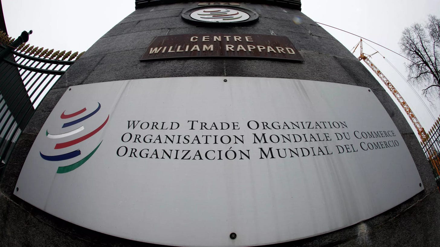 World Trade Organization (WTO) logo at the entrance of the WTO headquarters in Geneva - Sputnik International, 1920, 01.01.2025