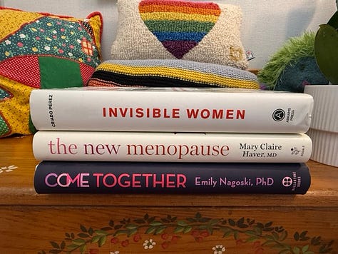 stacks of books on boundaries, equal partnership, parenting, adult learning, women's health, time management, leadership, self-discovery