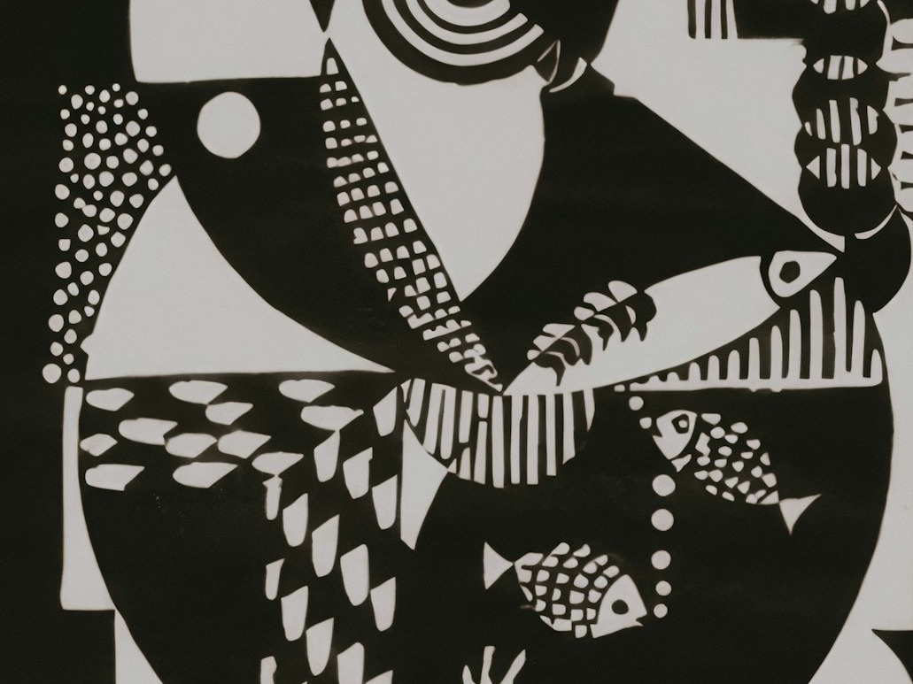 a black and white drawing of a person
