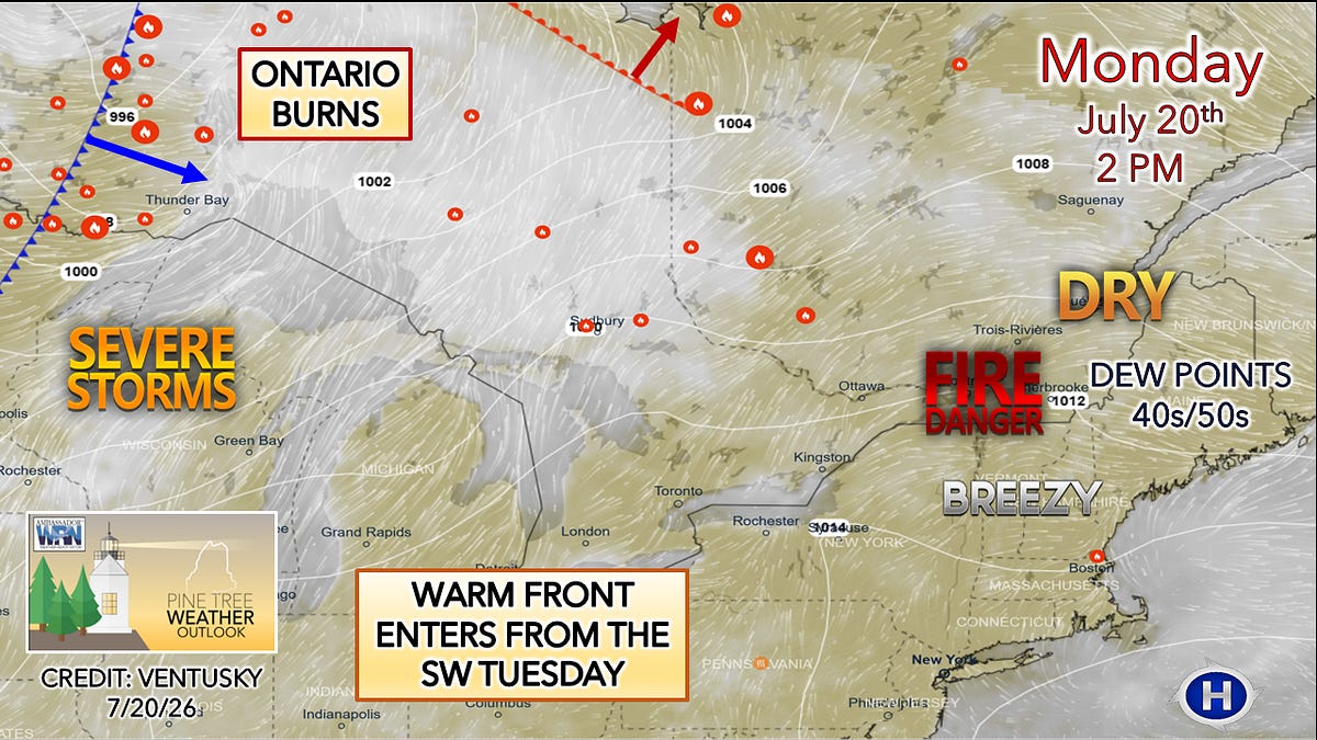 Dry, breezy conditions may raise fire concerns on Monday