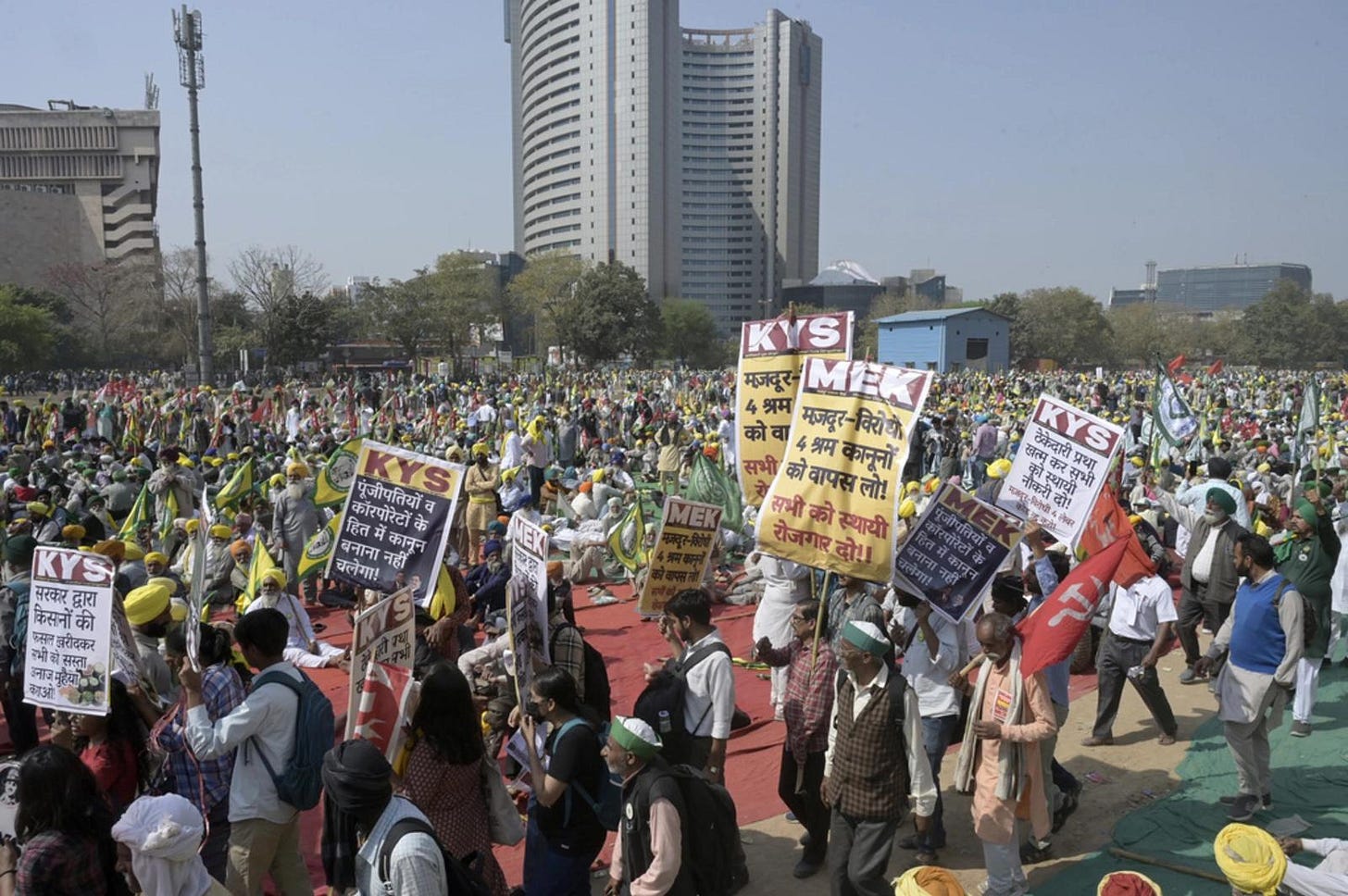 Farmers protesting at Delhi against farm bills passed by the Modi government