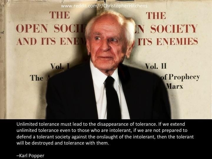An important quote from Karl Popper made in 1945, but sadly, still very  relevant today. : r/ChristopherHitchens