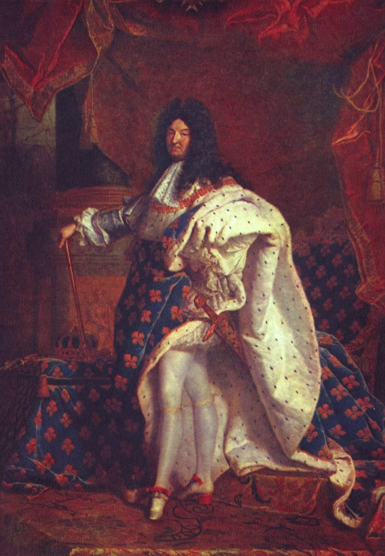 Louis XIV in ermine robes showing his legs, Rigaud Louis XIV in ermine robes showing his legs, Rigaud