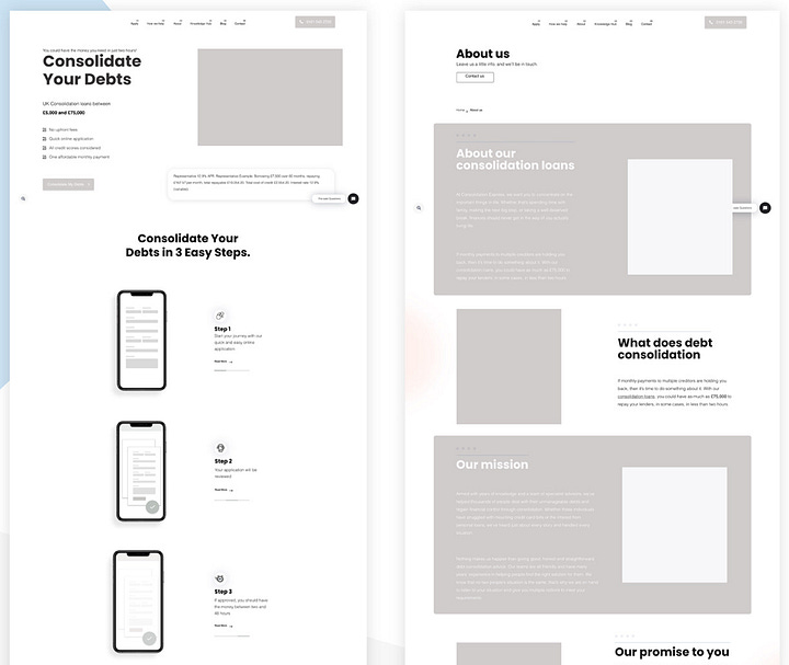 Sitempas and Wireframes of different websites and apps