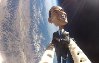 Obama Bobblehead Flies Over Owens Valley, CA Obama Bobblehead Flies Over Owens Valley, CA
