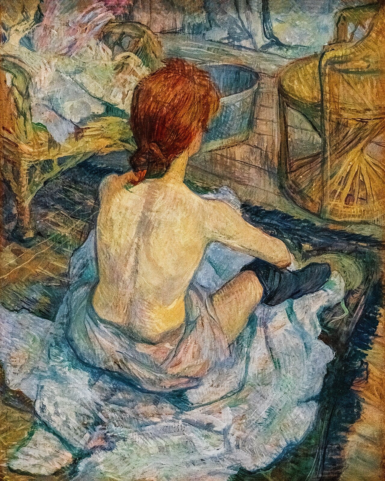 Toulouse Lautrec painting of a seated red haired woman Toulouse Lautrec painting of a seated red haired woman