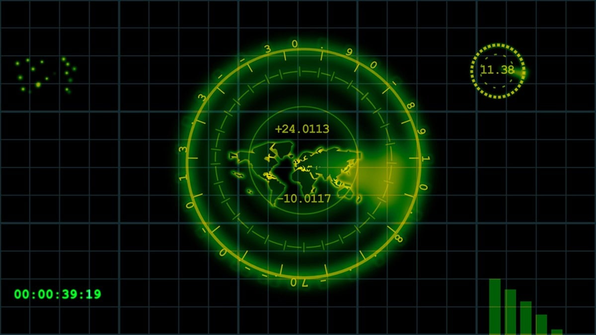 Radar screen digital mapping system abstract background illustration — Photo