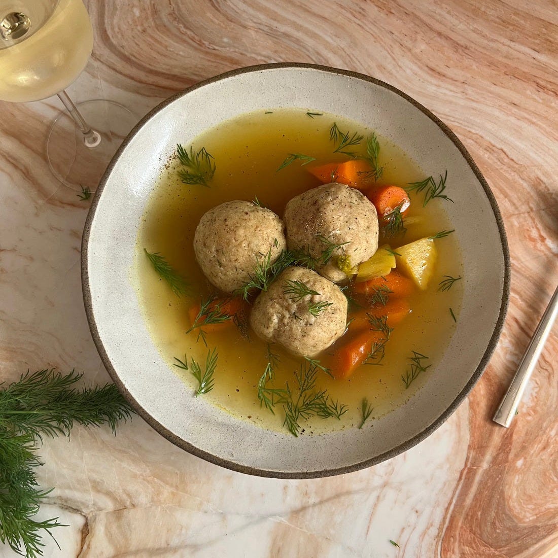 Veggie Matzah Ball Soup