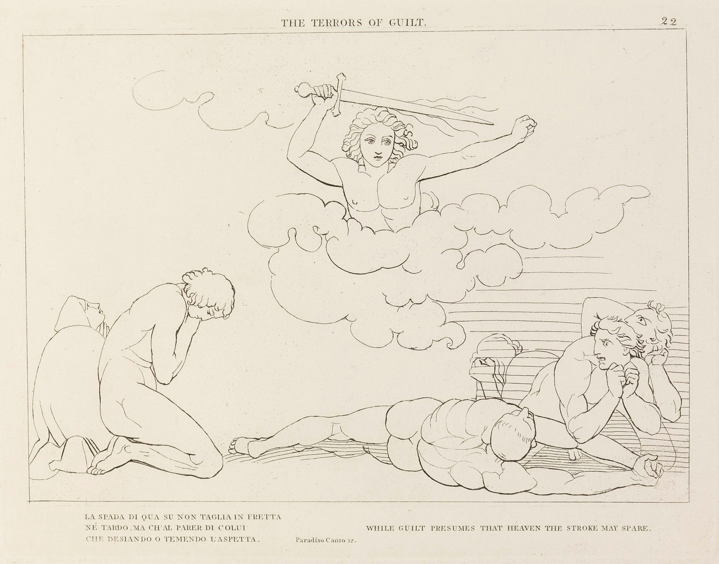 John Flaxman RA, 'The Terror of Guilt' (from The Divine Comedy, Paradise)