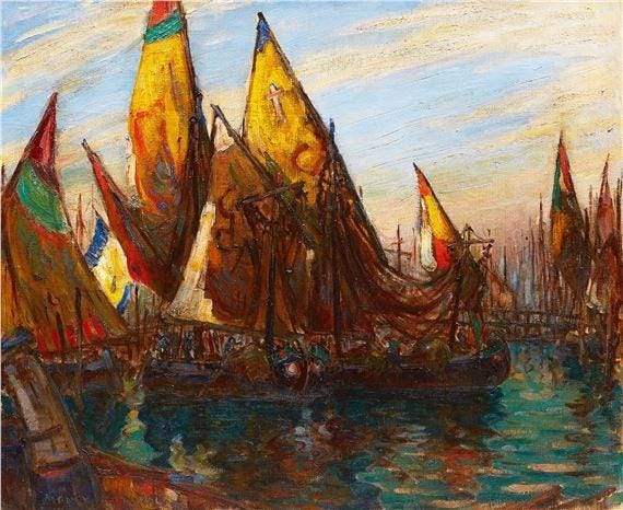 Manly Edward MacDonald | Venetian Fishing Boats | MutualArt Manly Edward MacDonald | Venetian Fishing Boats | MutualArt